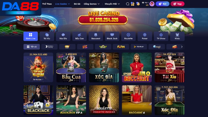 Cập nhật các trò chơi casino DA88 hấp dẫn người chơi hiện nay