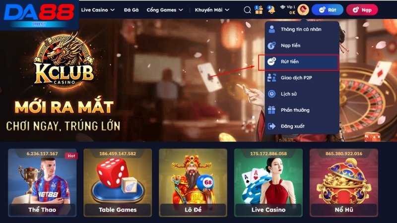 Điều kiện rút tiền DA88 bắt buộc phải nhớ