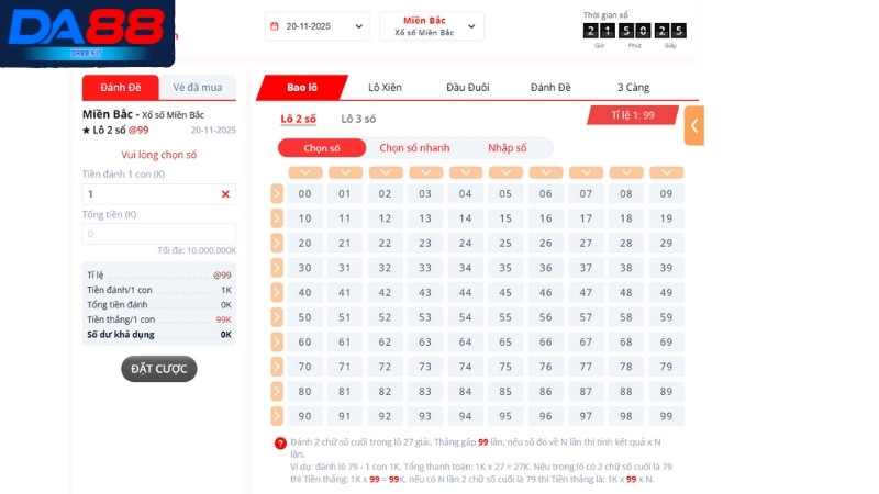 Xổ số 3 miền DA88 có gì hấp dẫn?