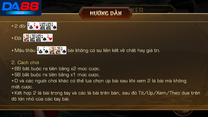 Giới thiệu luật chơi Poker DA88 chi tiết