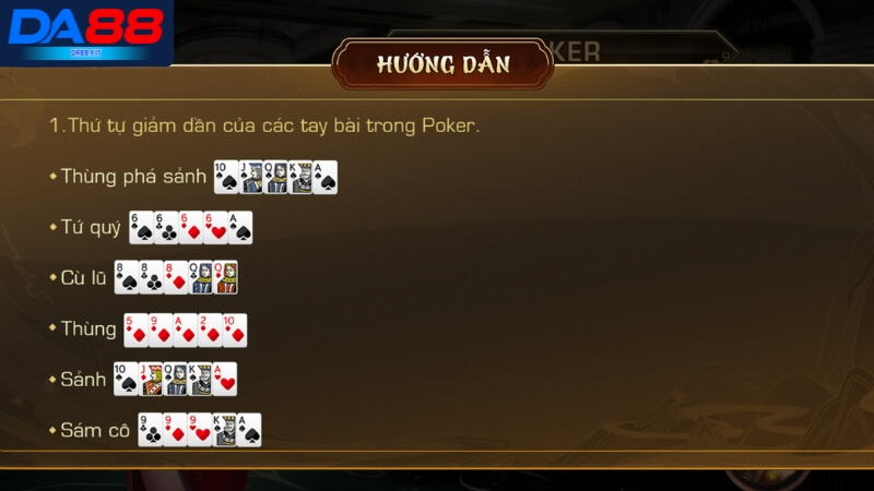 Tổng hợp những tay bài đặc biệt trong Poker DA88